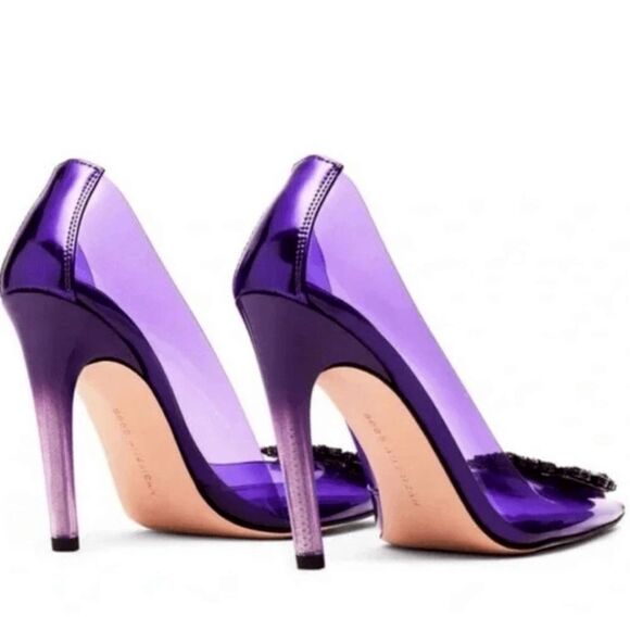 Good American Sz 11 Purple Cinder-F*cking-Rella Jeweled Stiletto Pumps $195 - Picture 3 of 14